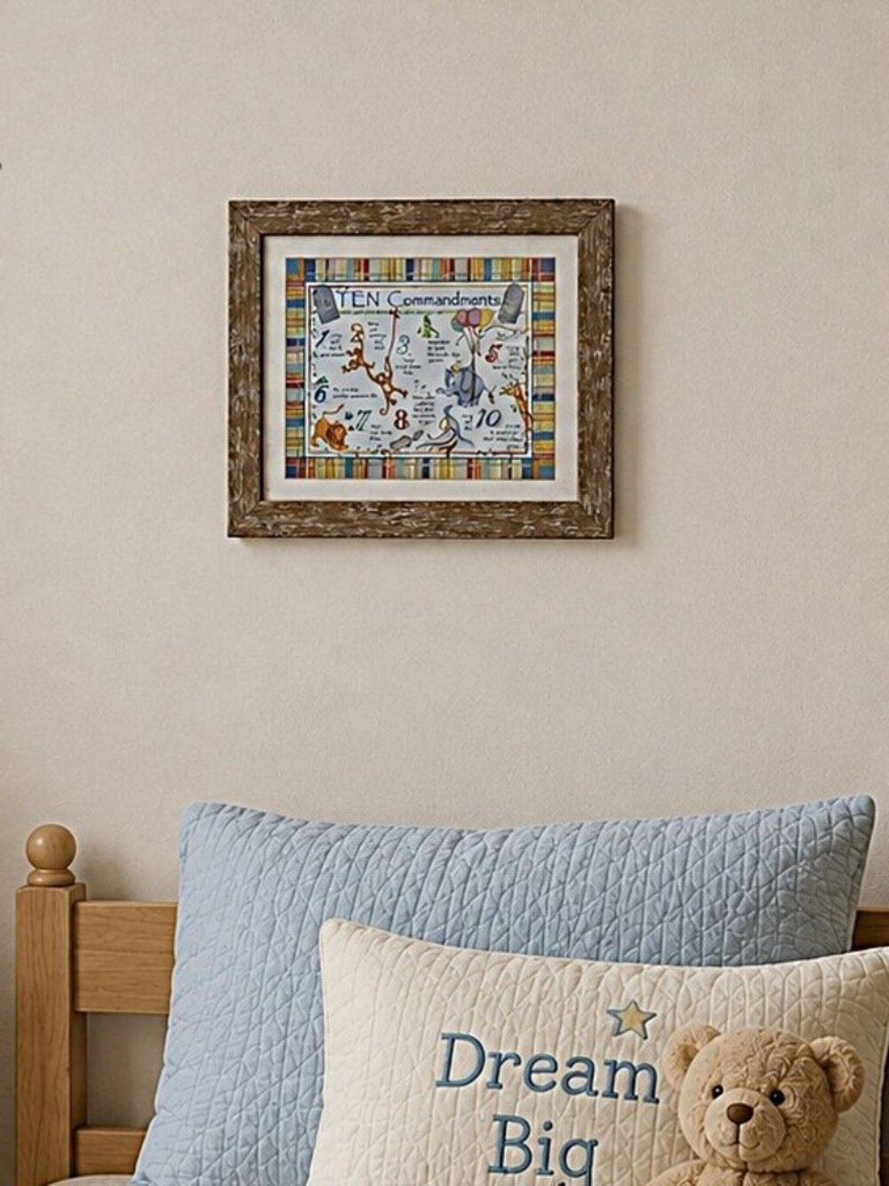 The Ten Commandments Zoo Animals Christian Nursery Print Mandy B